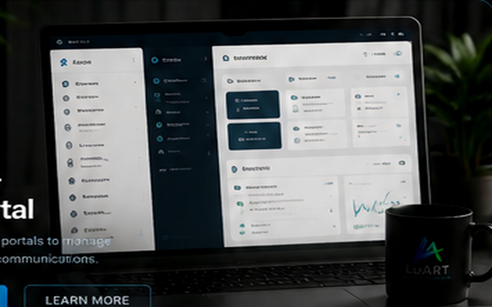 Modern home services client portal displayed on a laptop with scheduling and service tools